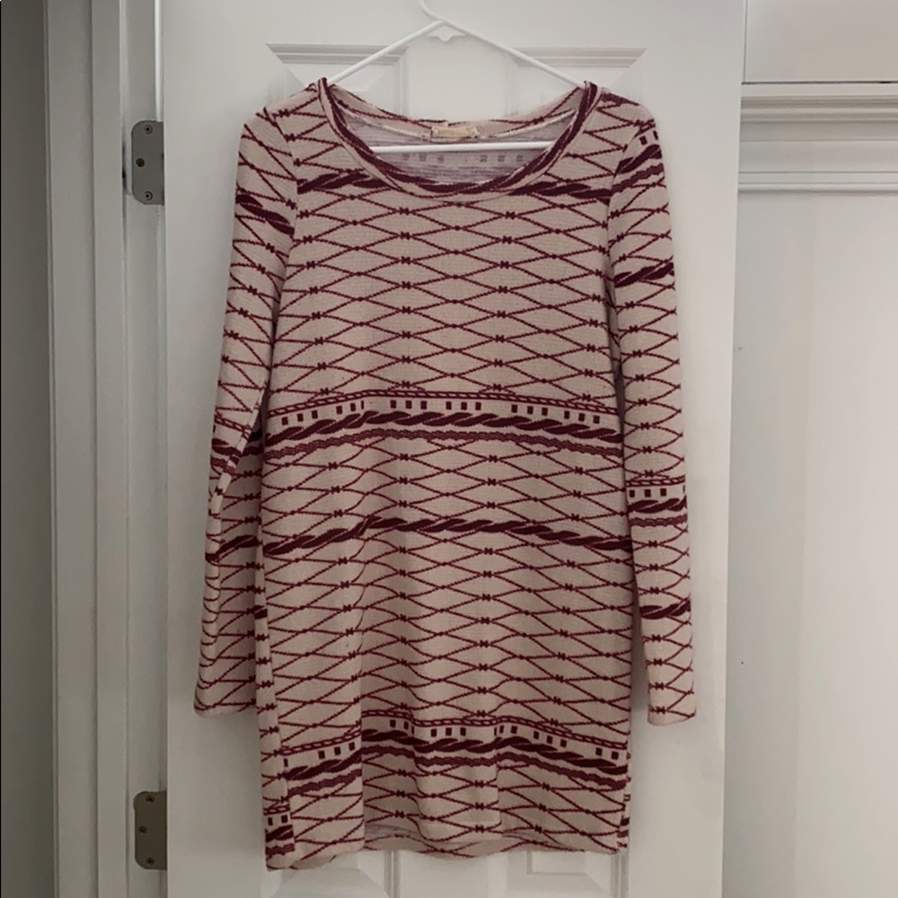 Cream and Red Knit Tunic